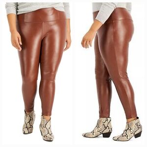Tinseltown trendy plus size faux leather leggings in Hot Chocolate Size 3X NEW